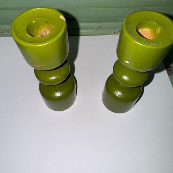 Vintage Retro MCM Wooden Candle Stick Holders - Picture 3 of 4